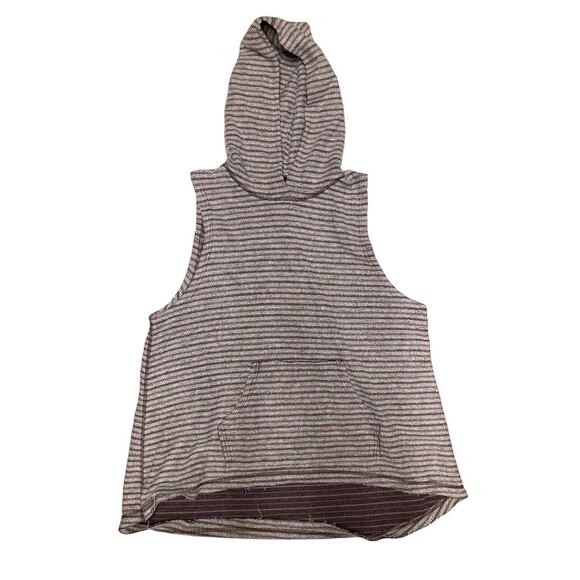 Free People Knit Striped Sleeveless Hooded Top Size Medium Pink Hoodie - Picture 1 of 6